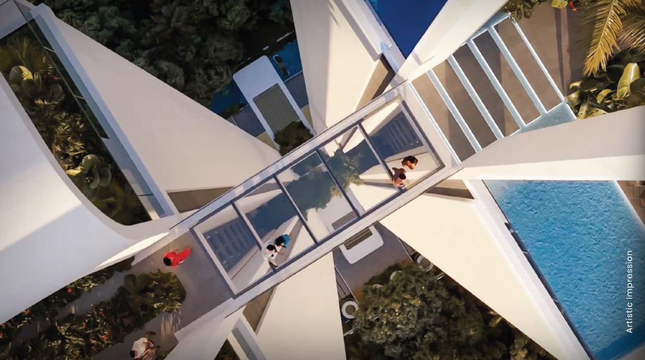 Wellness 67 aerial view of the sky bridge